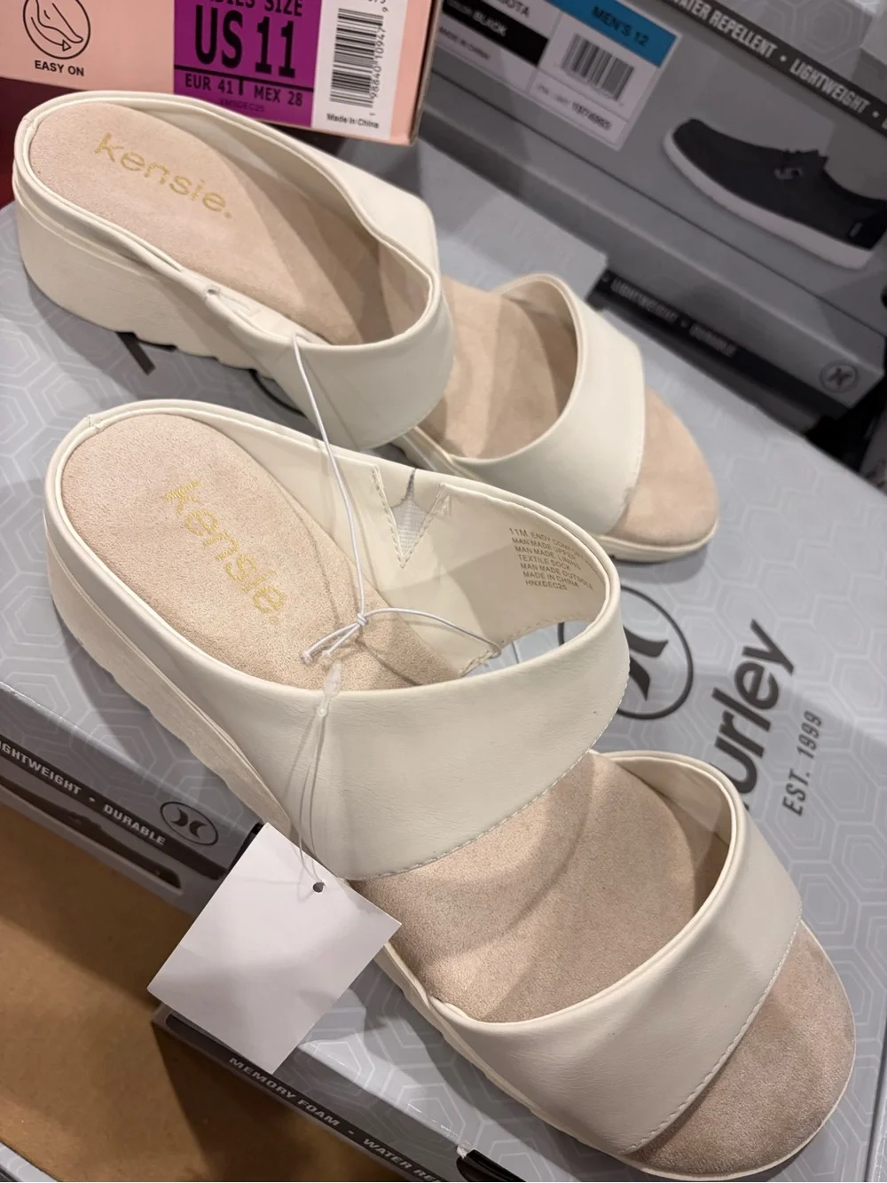 Kensie Cream Double-Strap Slide Sandals for Women new